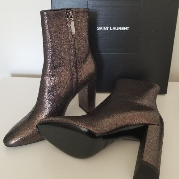 Saint Laurent Lou Bootie Gunmetal Size 37 US 7 - Picture 7 of 11